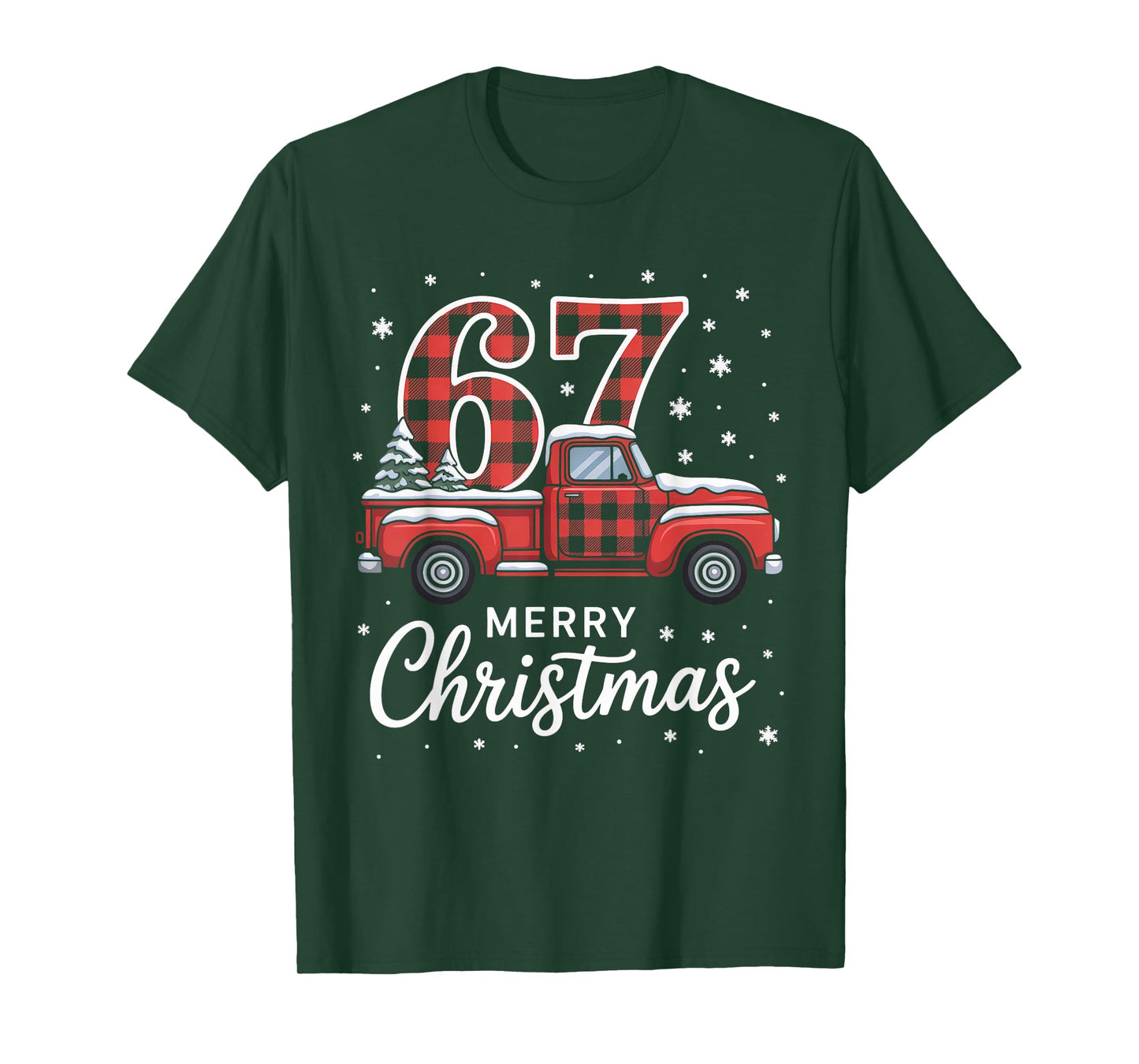 Merry Christmas Red Plaid Truck 67 Christmas T-Shirt