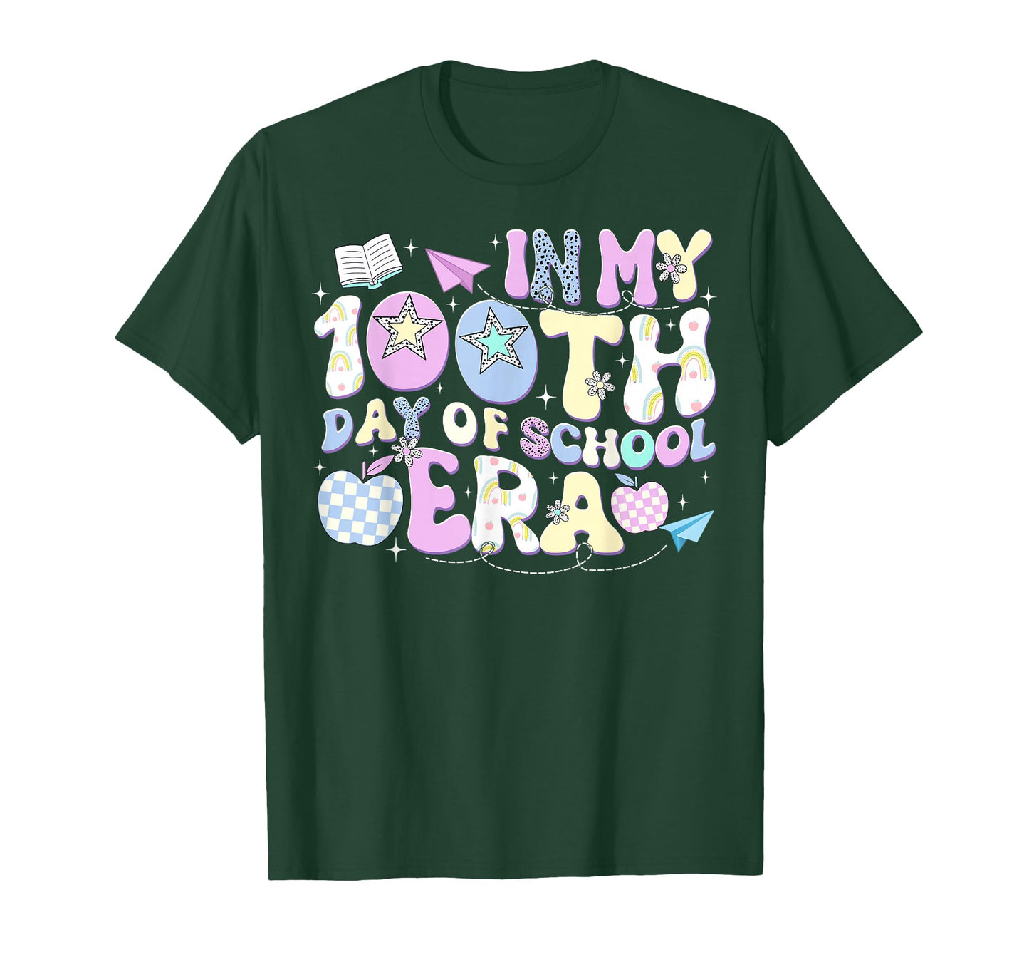 Groovy 100 Days of School in My Era 100th Day Apple T-Shirt