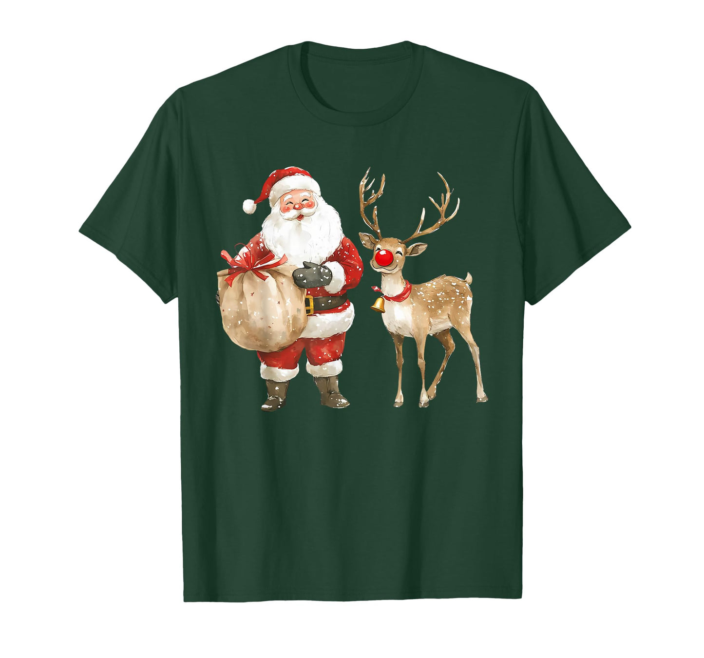 Vintage Santa Reindeer Retro 1950s Christmas Women Men Kids T-Shirt