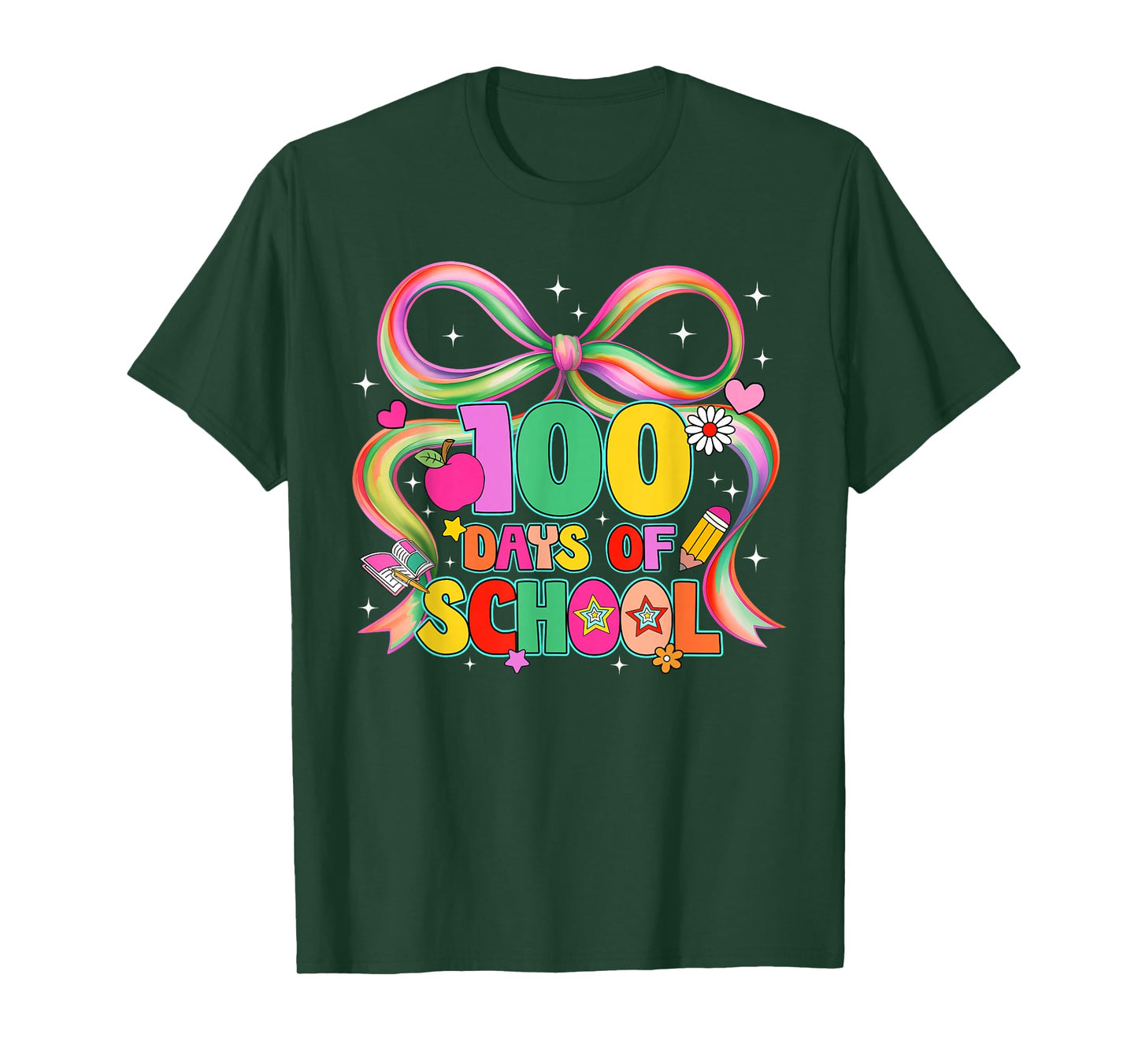 Happy 100 Days of School Coquette Bow Girl Women Teacher T-Shirt