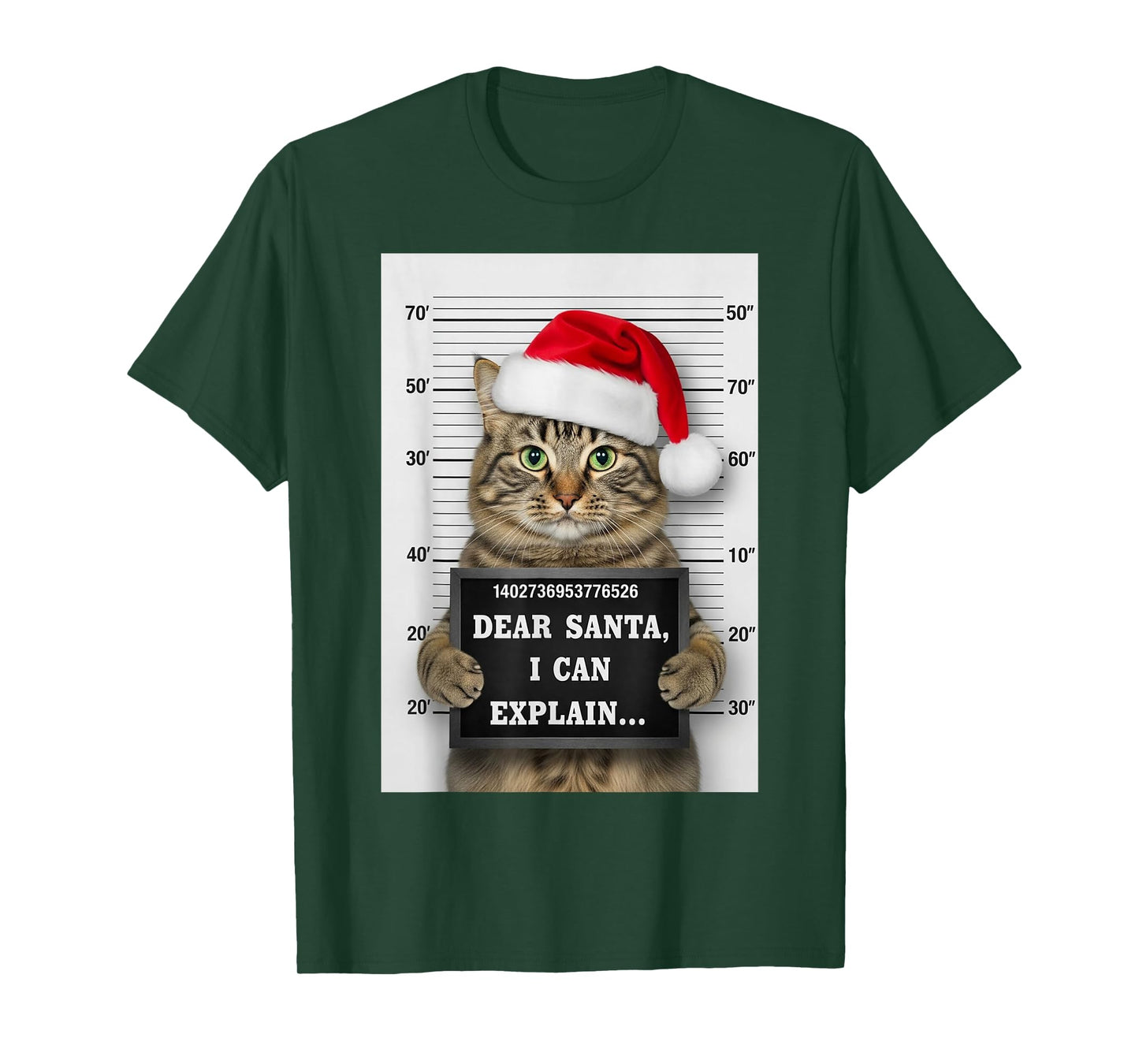 Dear Santa I Can Explain Funny Christmas Cat Kitten Mugshot T-Shirt