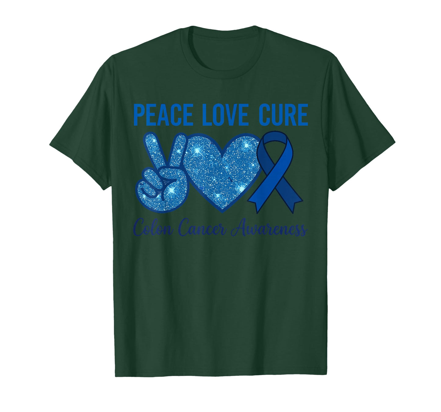 Peace Love Cure Colorectal Colon Cancer Awareness Support T-Shirt