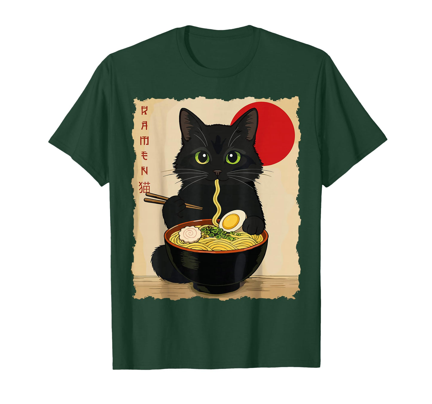 Funny Cat Ramen Kawaii Anime Japanese Graphic Women Men T-Shirt