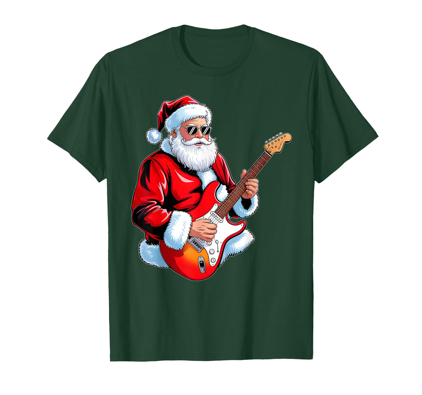 Rock Guitar Santa Christmas Music Men Boy Funny Xmas Pajamas T-Shirt