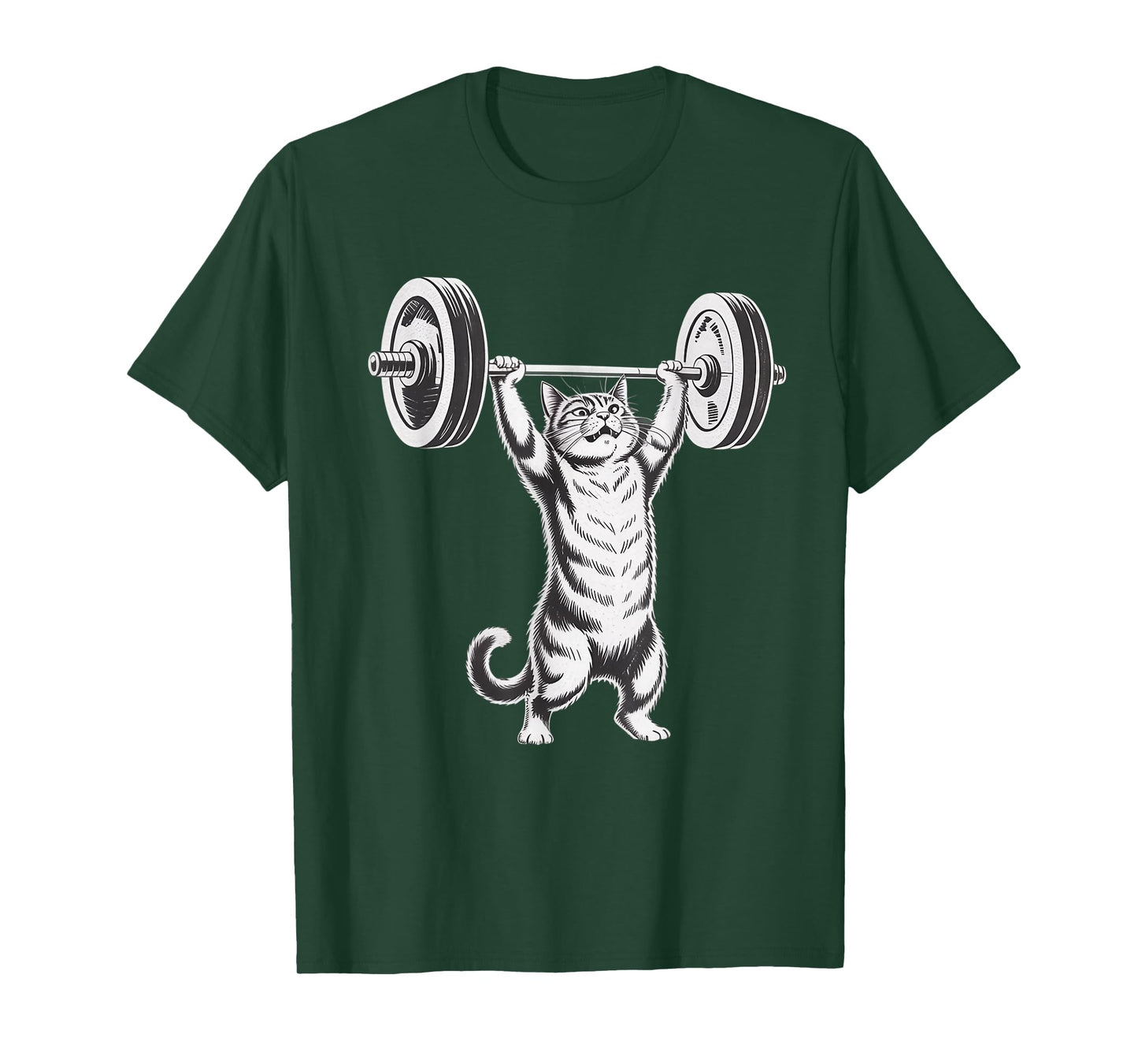 Strong Cat Lifting Weights Fitness Gym Humor T-Shirt