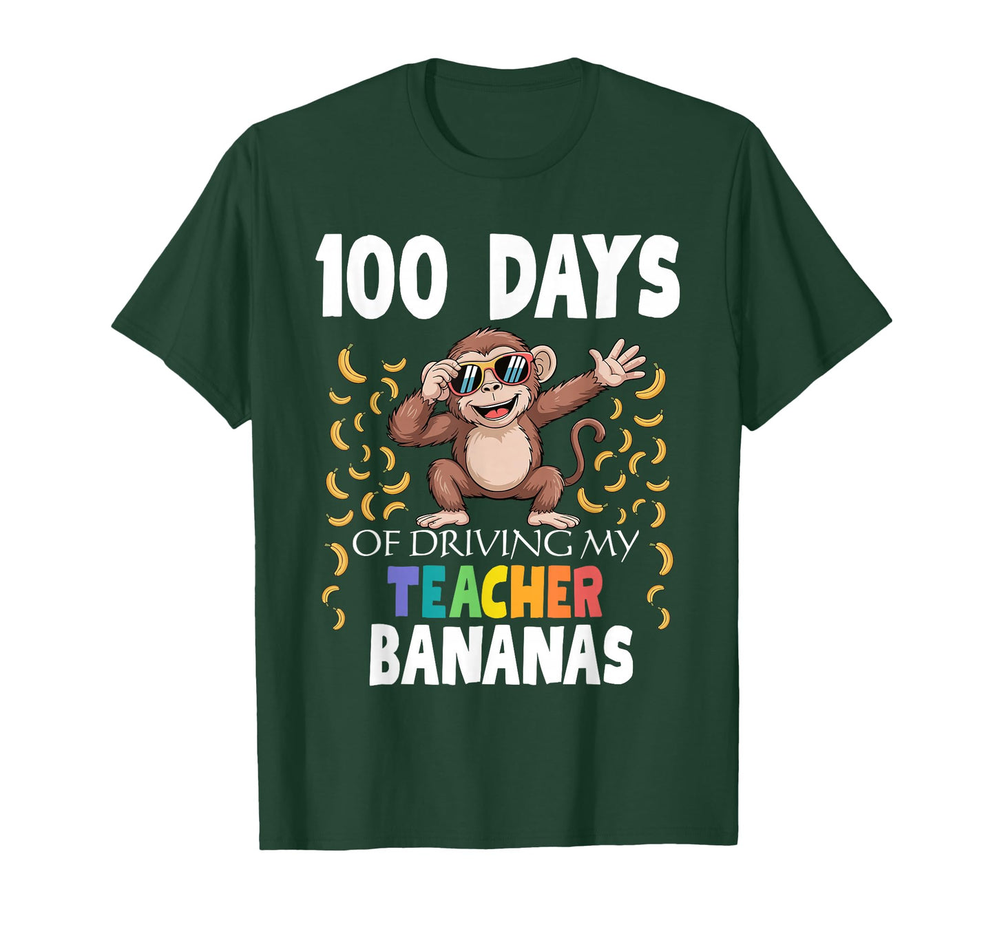 100 Days of Driving My Teacher Bananas Dabbing Monkey School T-Shirt