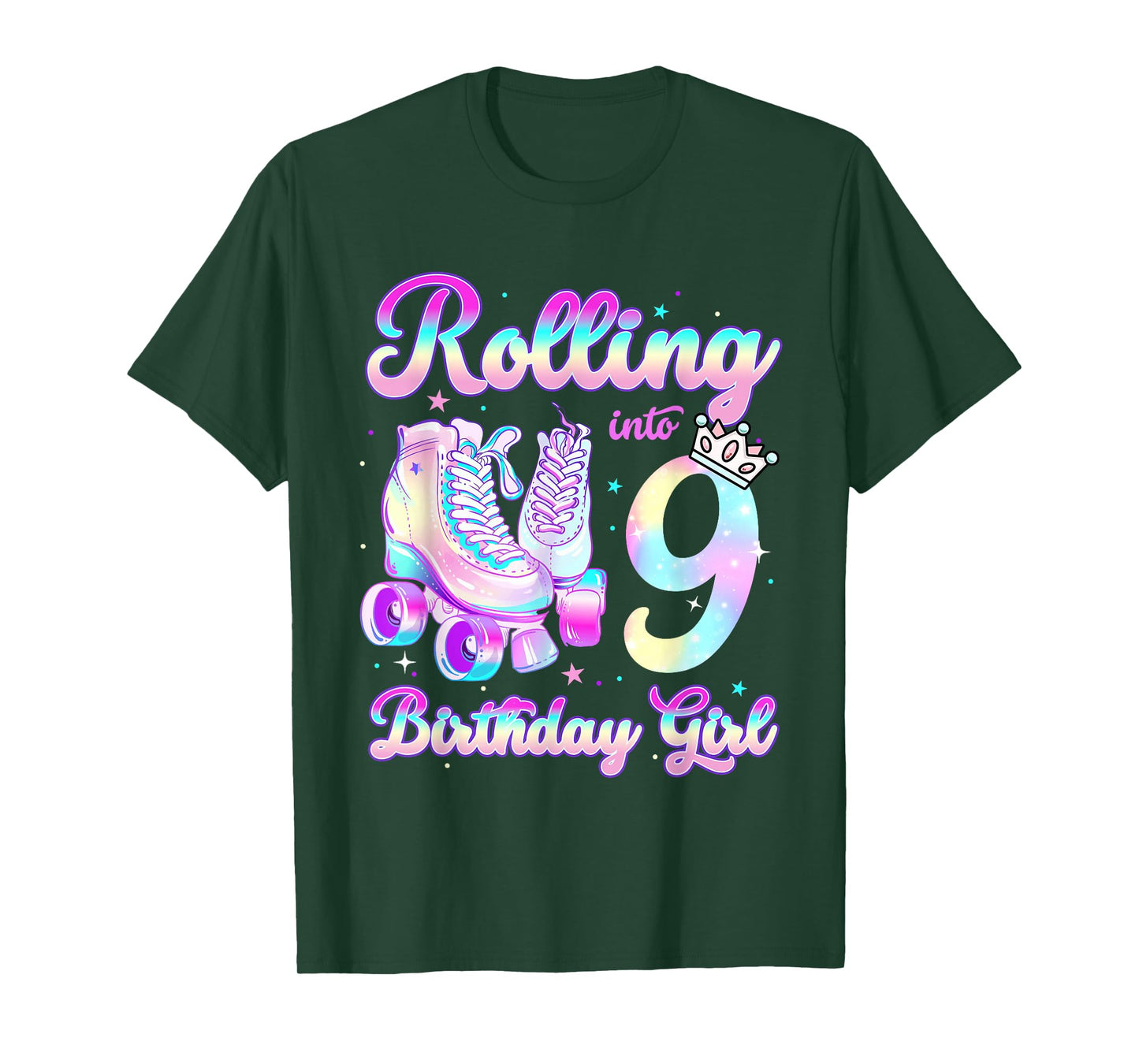 Kids Rolling Into 9 Roller Skating 9th Birthday Girls Party T-Shirt