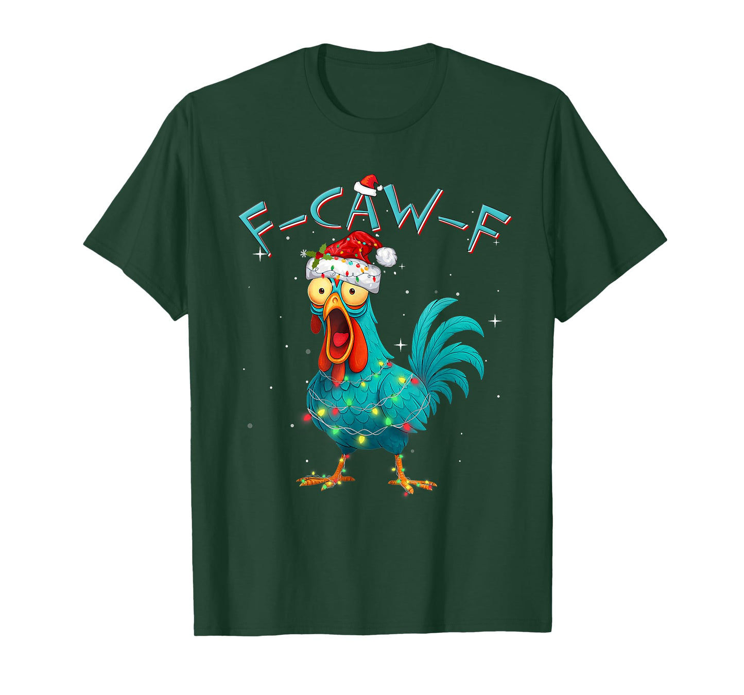 F-Caw-F Christmas Crow Xmas Goth Lights Santa Hat Raven T-Shirt