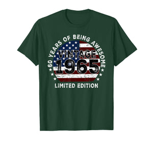 Vintage 1965 American Flag 60th Birthday Gifts 60 Year Old T-Shirt