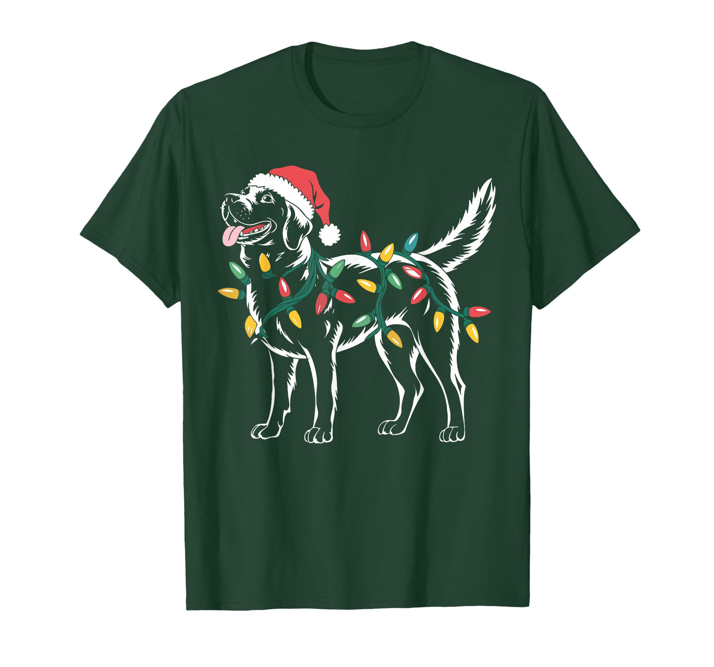 Funny Santa Labrador Retriever Christmas Lights Dog Lover T-Shirt