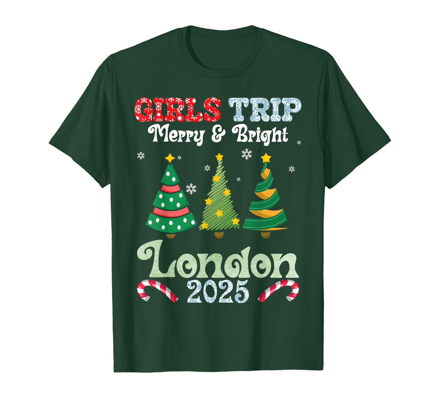 Girls Trip Merry Bright Christmas in London Vacation 2025 T-Shirt