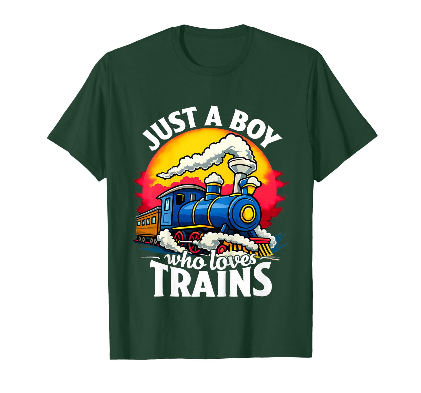 Kids Just A Boy Who Loves Trains Cute Train Lover Kids Toddler T-Shirt