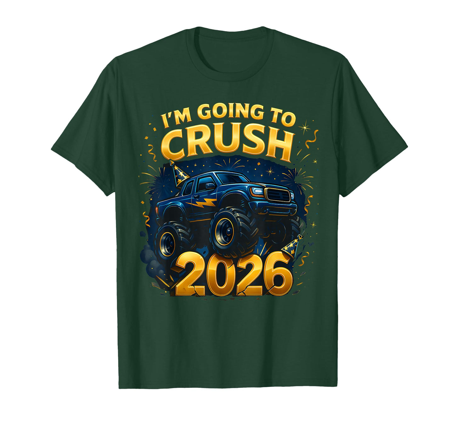 New Years Eve 2026 Monster Truck Boys Toddler Kids NYE Party T-Shirt