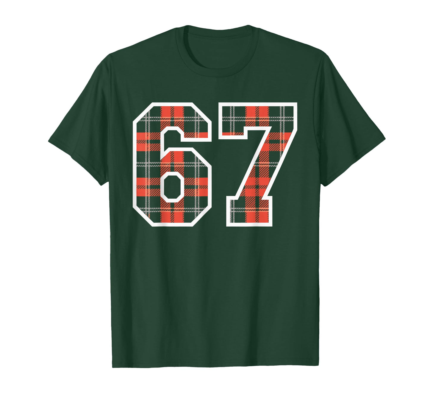 67 Plaid Funny Six Seven Meme Holiday Gen Alpha Slang Teens T-Shirt