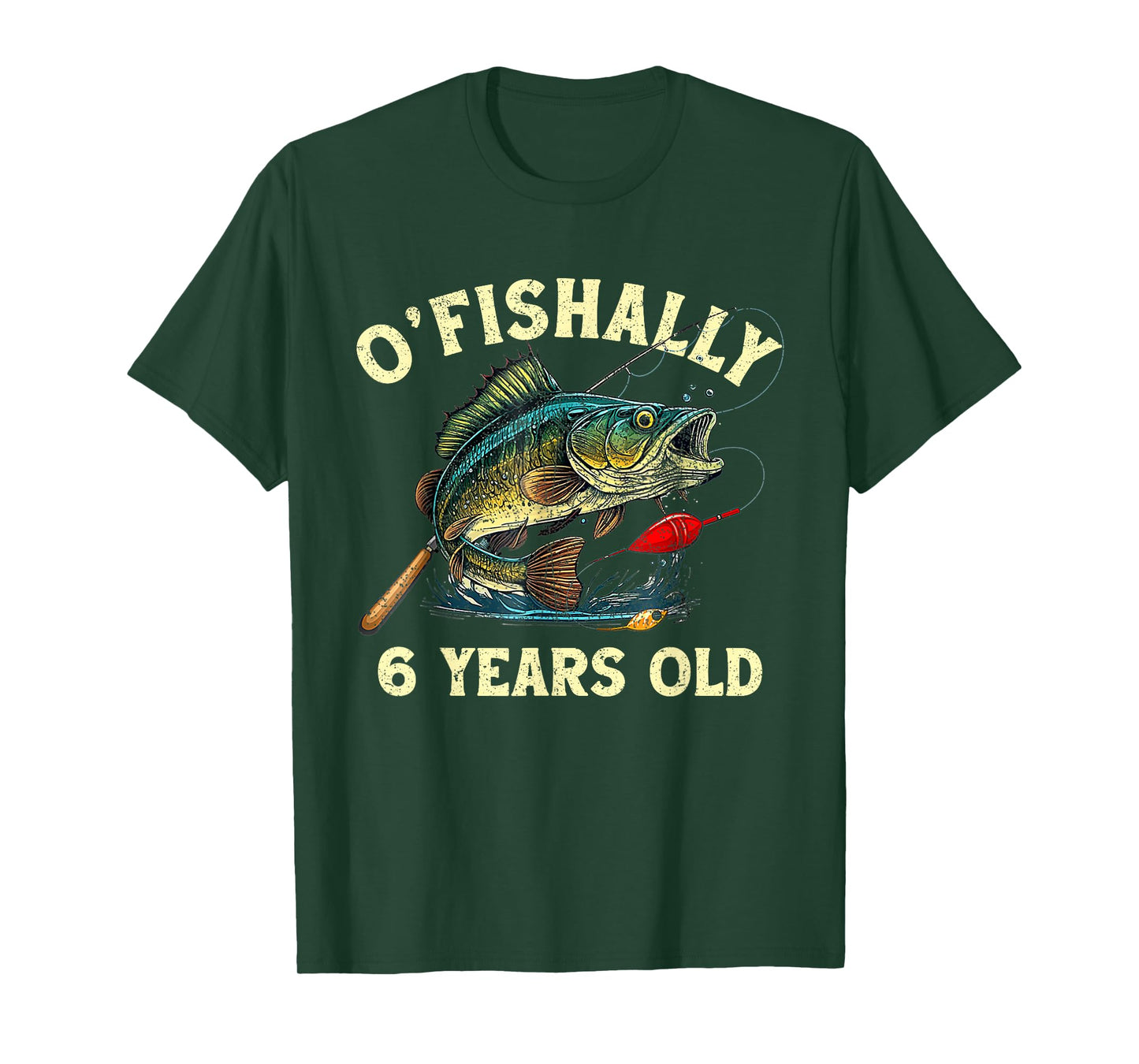 Vintage O'Fishally 6 Years Old Fishing 6th Birthday Boy T-Shirt