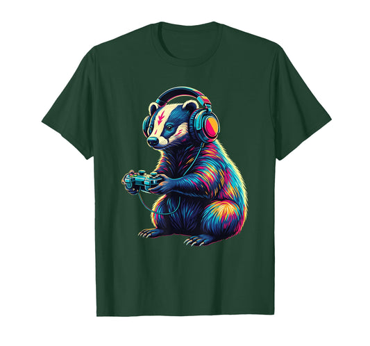 Badger Gaming Animal Video Games Funny Badger T-Shirt