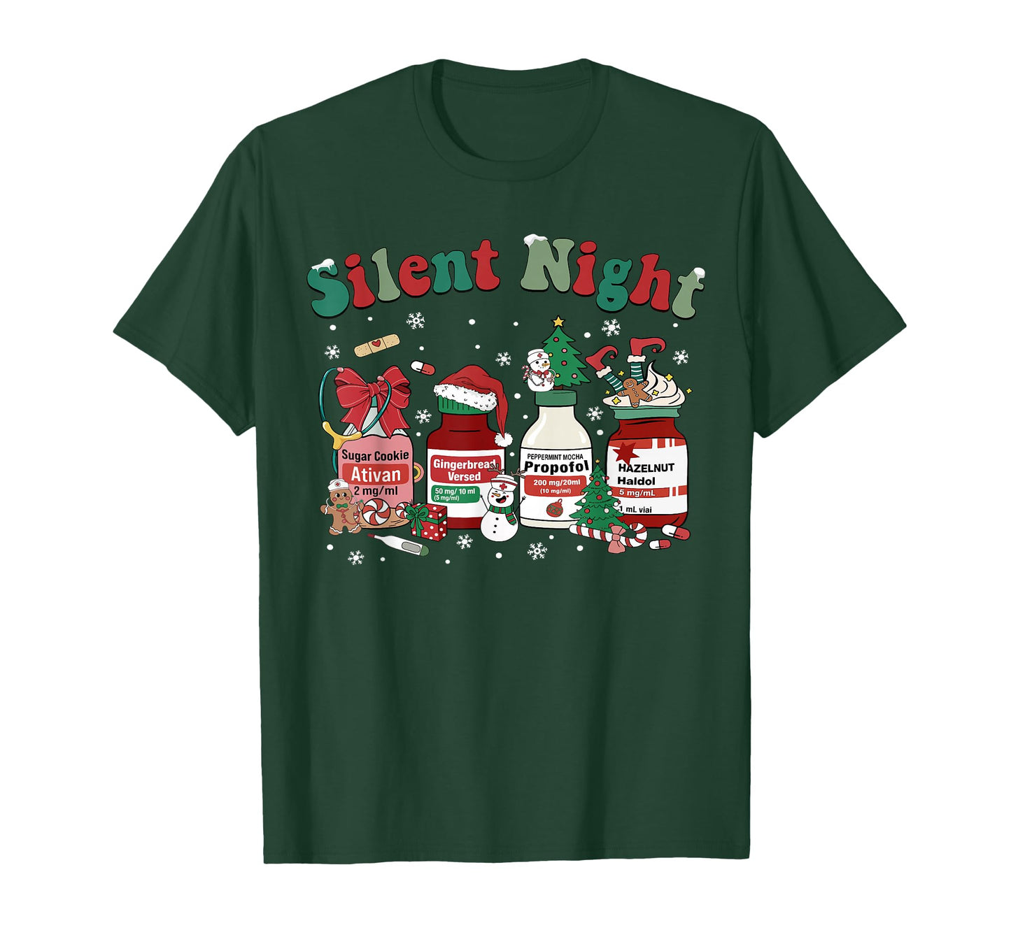 Xmas Propofol Silent Night ICU Nurse Funny Christmas Nursing T-Shirt