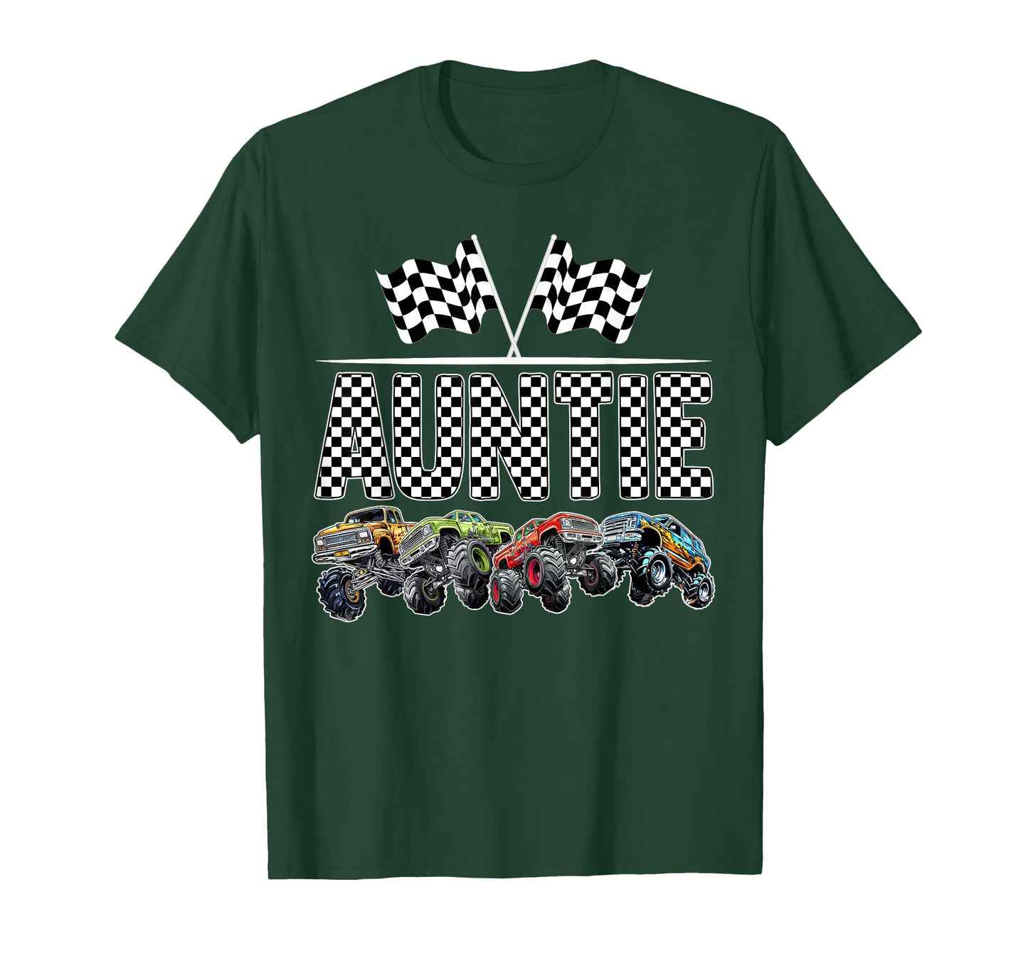 Auntie Retro Monster Truck Family Birthday Matching T-Shirt