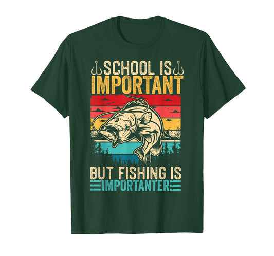 School is Important But Fishing is Importanter Fish Bass Men T-Shirt