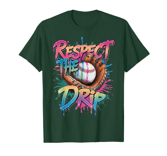 Respect The Drip Baseball Drip Glove Youth Boys Girls Player T-Shirt
