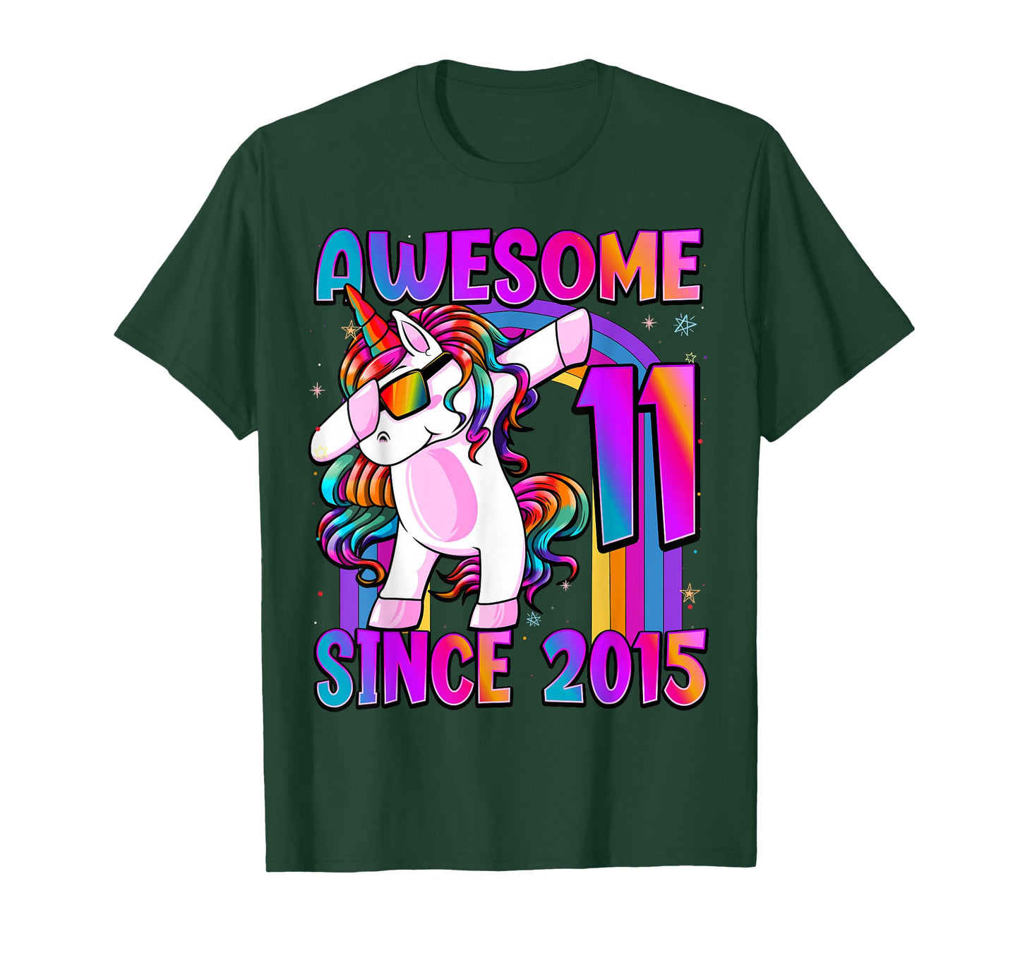 11 Year Old Girl Awesome Since 2015 Unicorn 11th Birthday T-Shirt