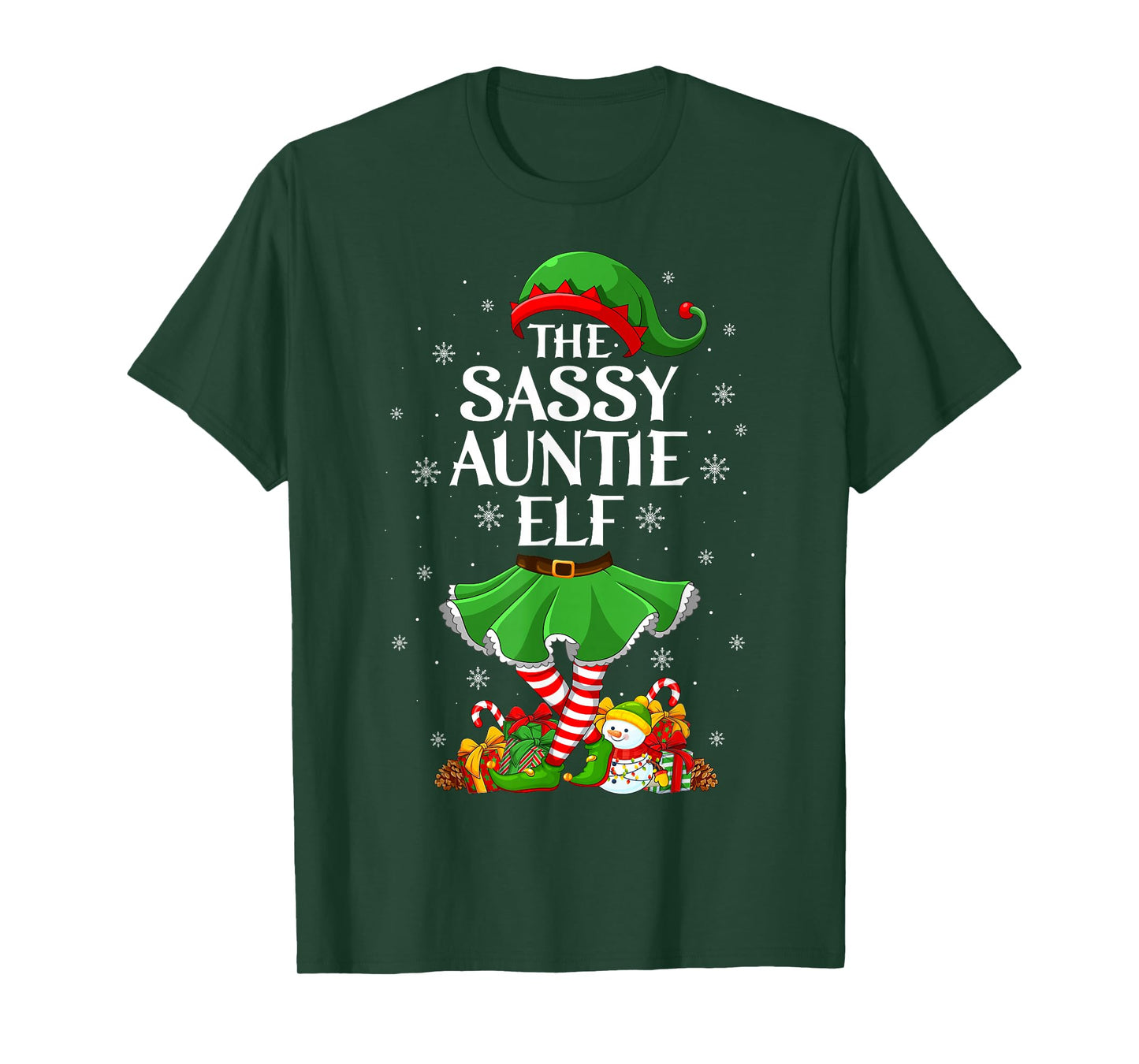 Sassy Auntie Elf Christmas Family Women Girls Elf Squad Xmas T-Shirt