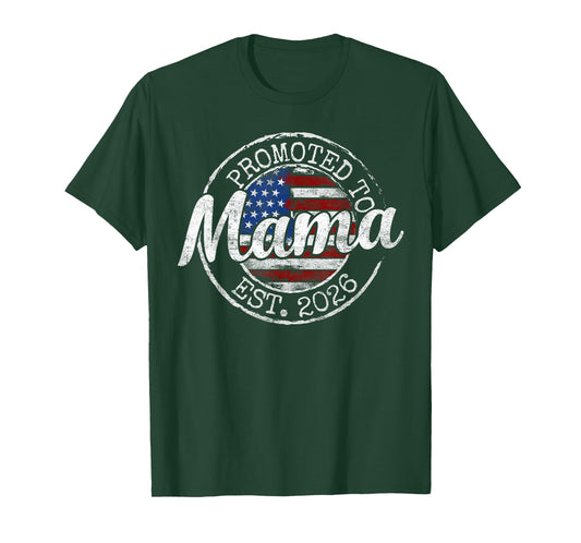 Promoted to Mama Est 2026 Stamp First Time Mom to Be T-Shirt