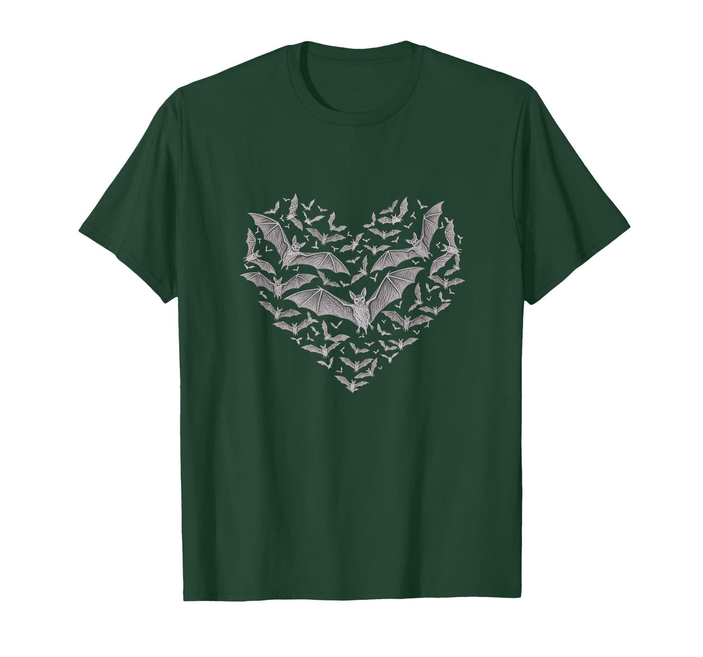 Vampire Bats Heart Sketch Design T-Shirt