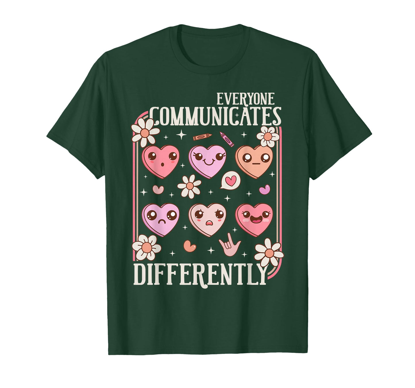 Everyone Communicates Differently Valentines Day Autism T-Shirt