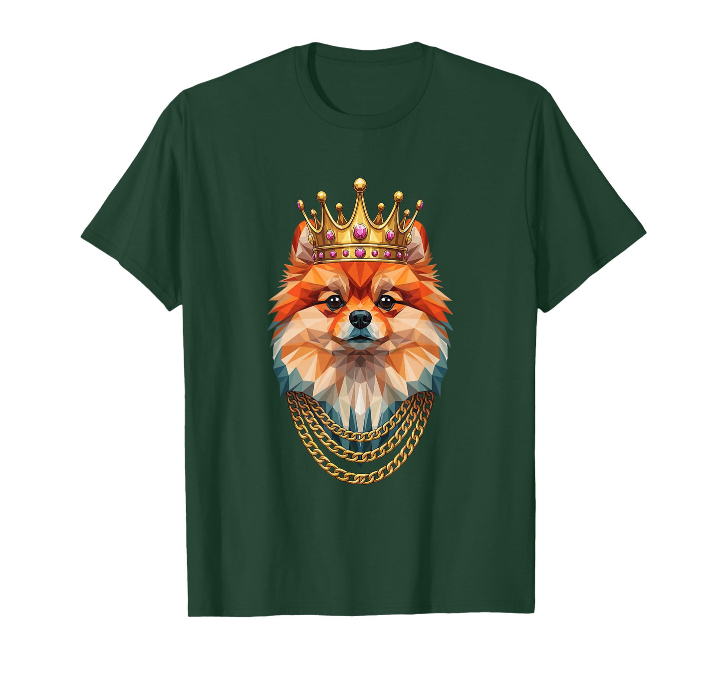 Pomeranian Dog Gangster Golden Crown King Regal Art T-Shirt
