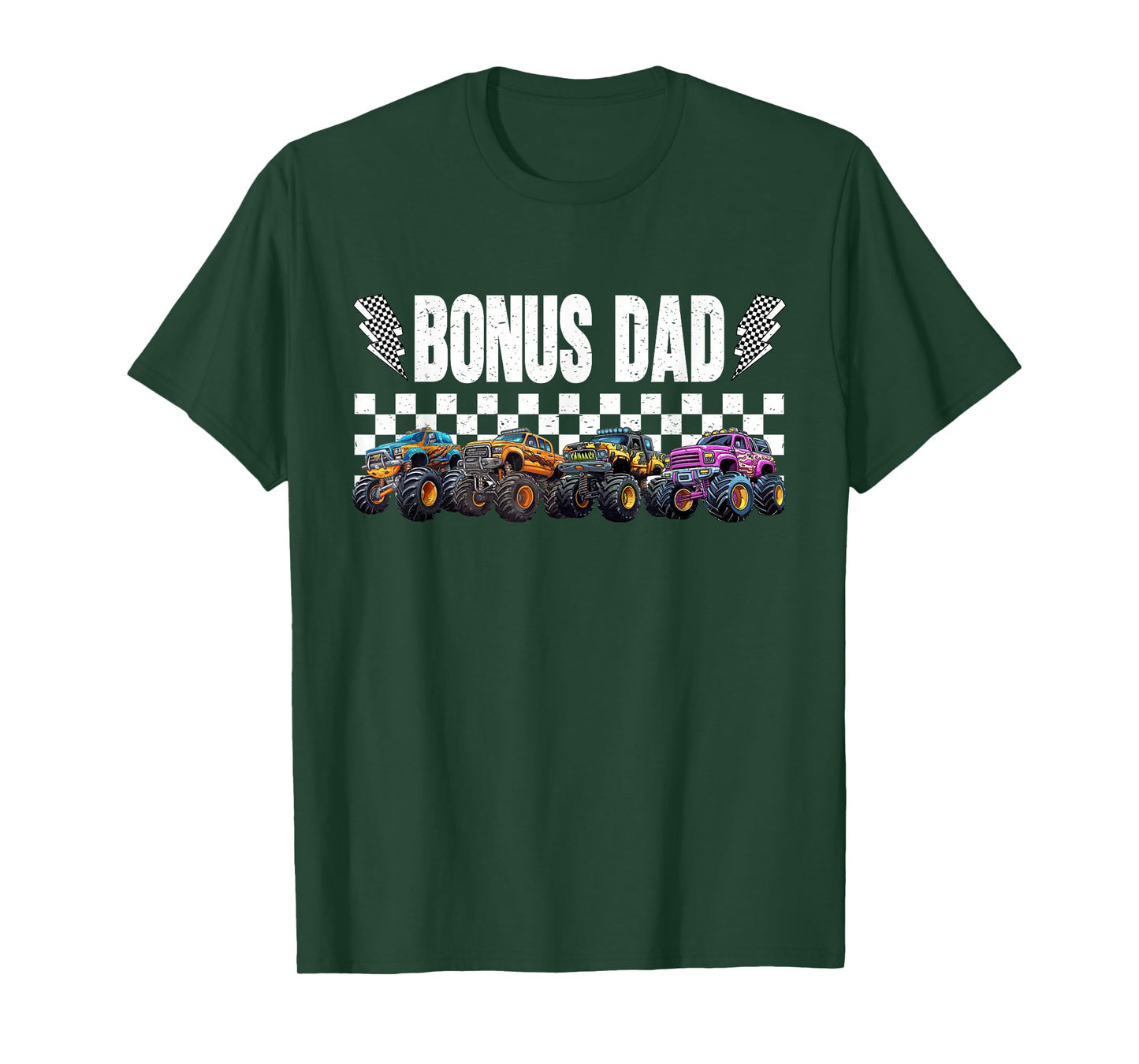 Bonus Dad Retro Monster Truck Family Crew Birthday Matching T-Shirt