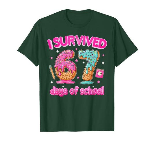 I Survived 67 Days of School Funny Six Seven 6 7 Teachers T-Shirt