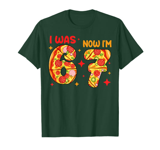 I was 6 Now I'm 7 Pizza Birthday 7 Year Old Theme T-Shirt