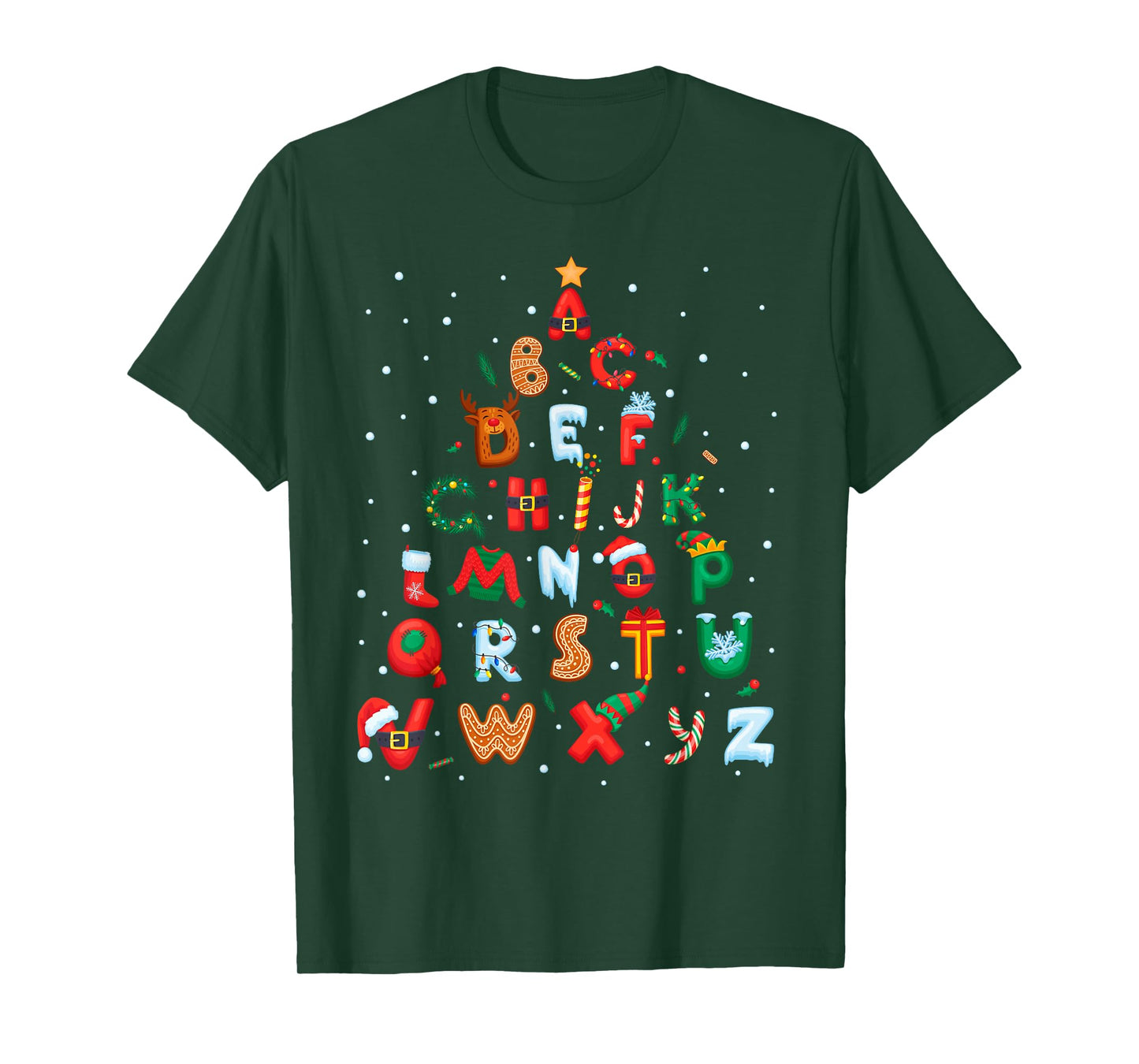 ABCs Learning Kindergarten Teacher Funny Christmas Alphabet T-Shirt