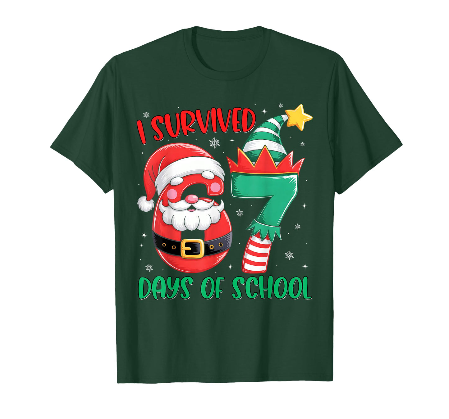 Christmas I Survived 67 Days of School Funny Six Seven T-Shirt