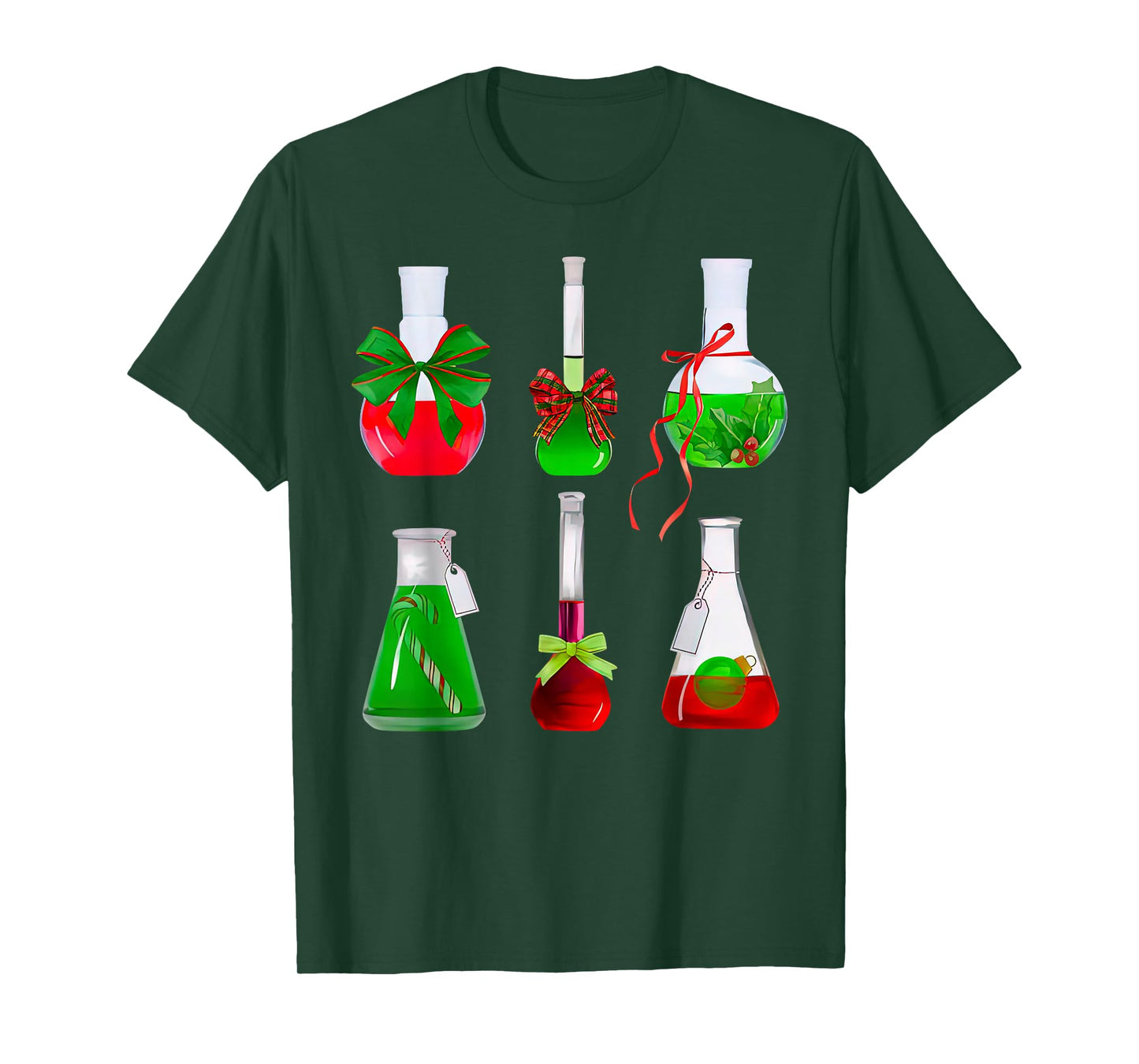 Coquette Bow Beakers Chemistry Lab Tech Scientist Christmas T-Shirt