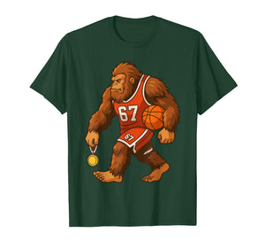 Basketball Bigfoot Medal Winner Funny Sasquatch Sports T-Shirt