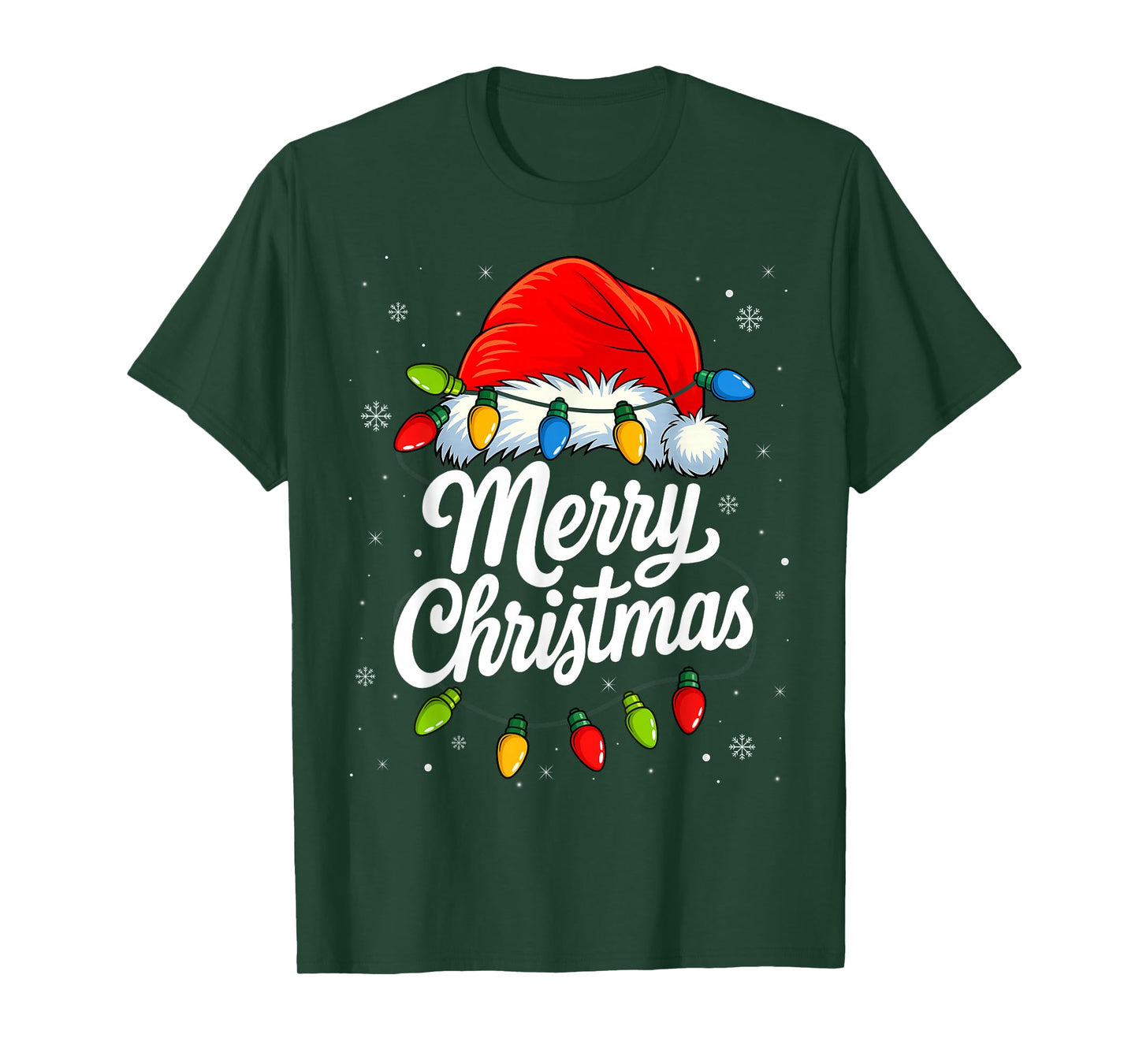 Merry Christmas Red Santa hat and Lights T-Shirt