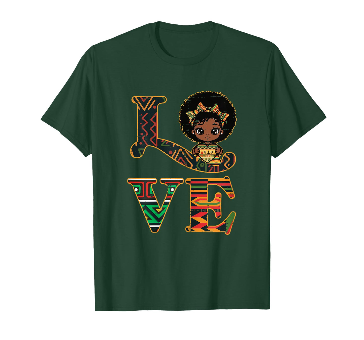 Black History Love Afro Girl African American Girls Kids T-Shirt