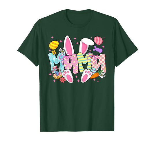 Easter Mama Bunny Ears Coquette Bow Easter Rabbit Mom Women T-Shirt
