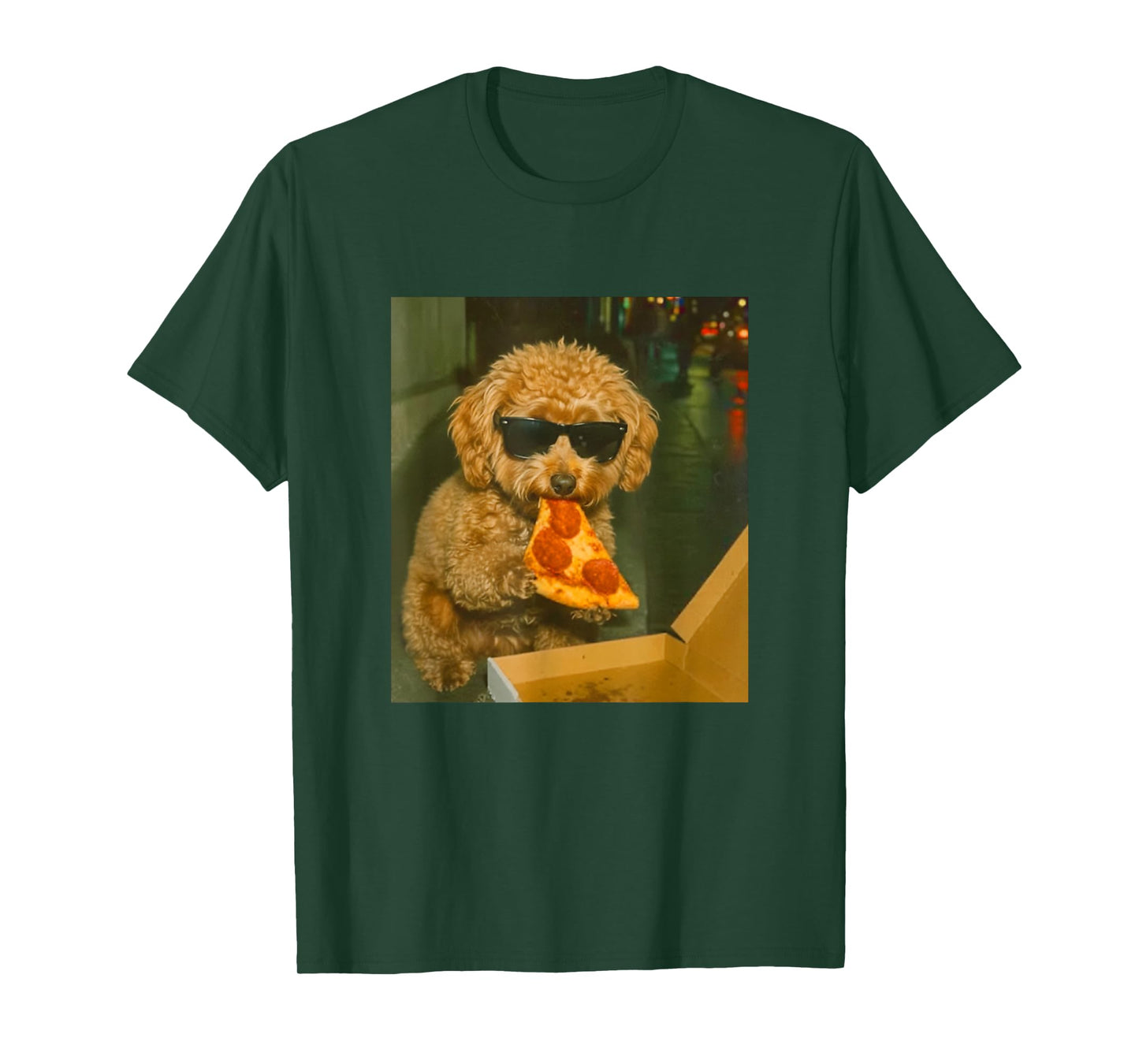 Funny Toy Poodle Eating Pizza Dog Meme Retro T-Shirt
