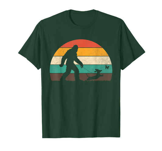 Bigfoot Walking Dachshund Funny Sasquatch Dog Dad Men Boys T-Shirt