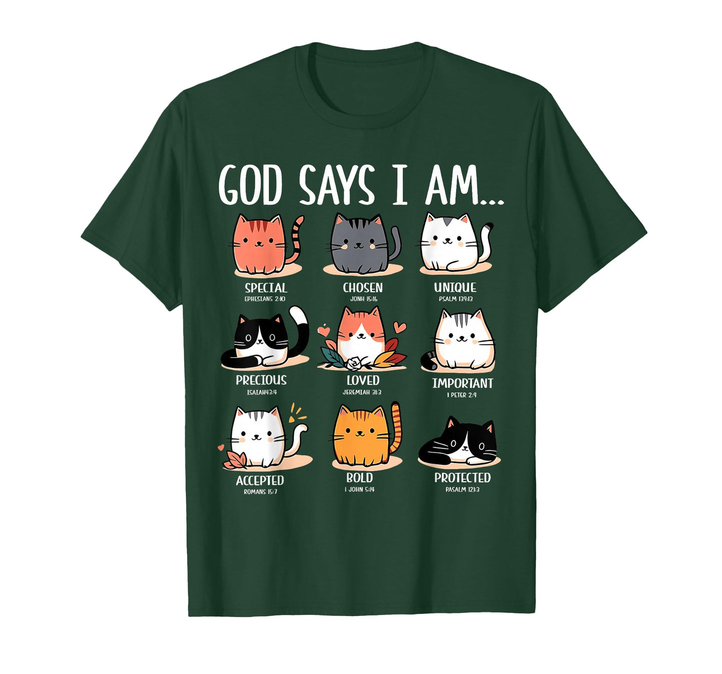 Cute God Says I Am Cat Lover Funny Christian Kids Girls T-Shirt