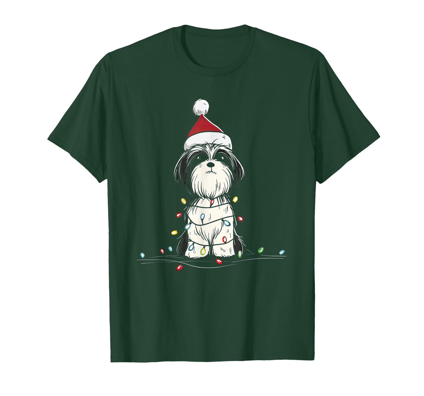 Funny Shih Tzu Christmas Graphics Dog Lights Lover Owner T-Shirt