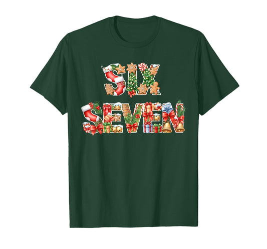 Six Seven Christmas Meme 67 Funny Holiday Men Women Kid Boys T-Shirt