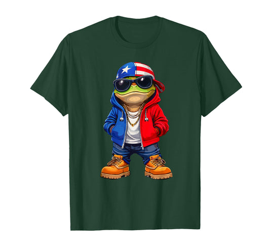 Cool Coqui Puerto Rican Frog Flag Taino Boricua Hispanic T-Shirt
