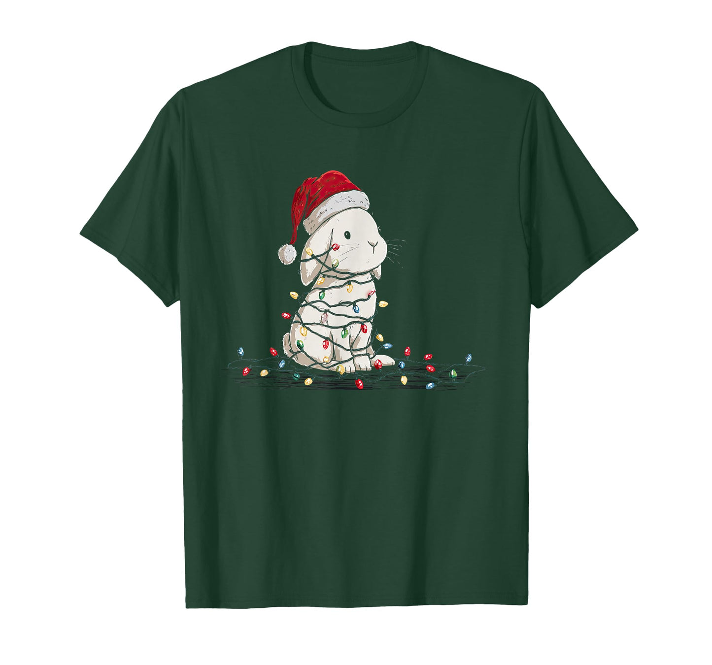 Funny Bunny Christmas Graphics Animal Lights Lover T-Shirt