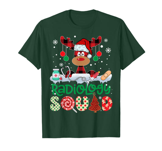 Radiology Squad Nurse Reindeer Buffalo Red Plaid Christmas T-Shirt