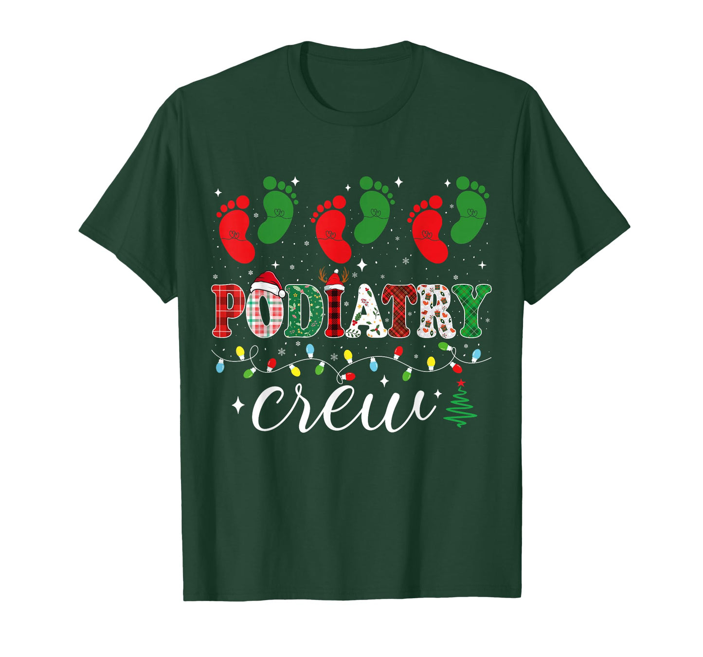 Podiatry Crew Christmas Footprint Podiatrist Xmas Podiatry T-Shirt