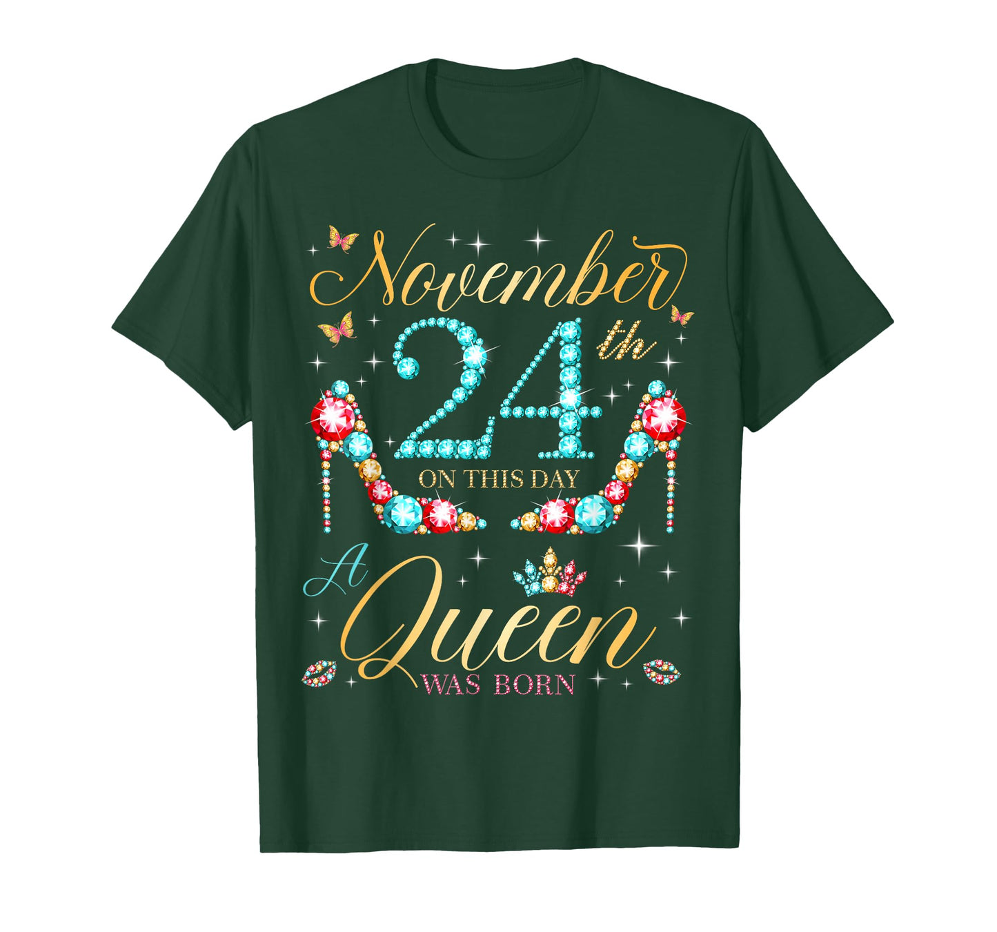 On November 24th A Queen was Born on November 24 Birthday T-Shirt